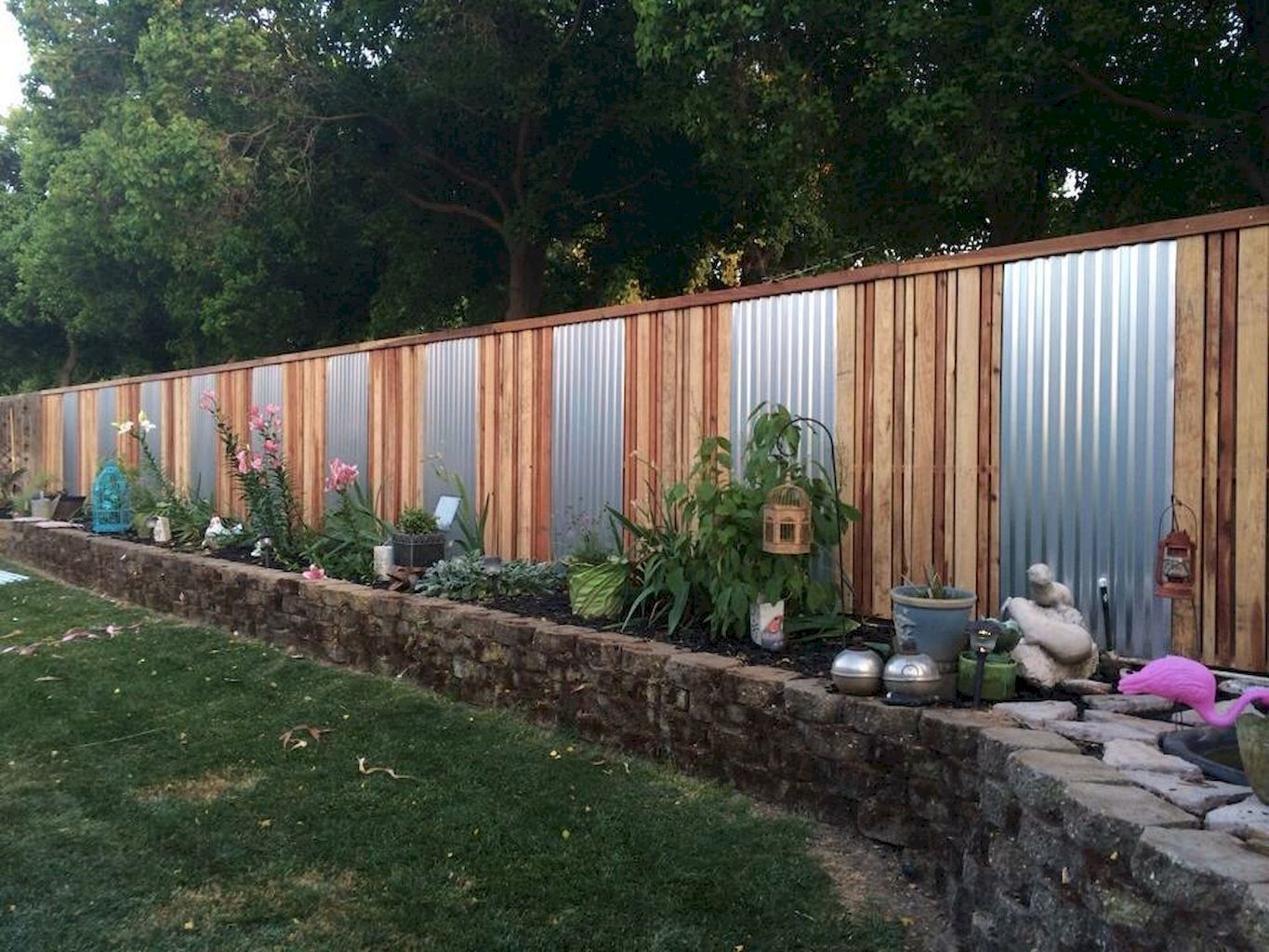Corrugated Iron Fence Wide Wooden Panels 