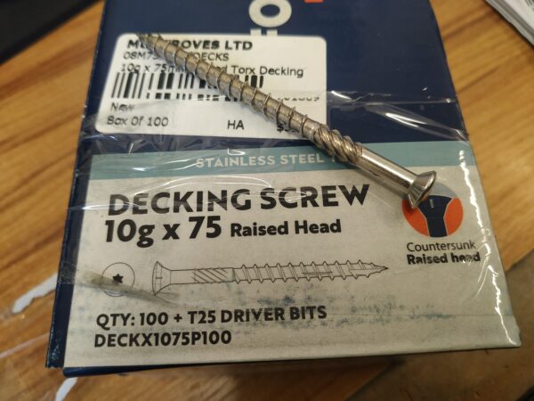 101869-Deck Screw SS 10gx75mm